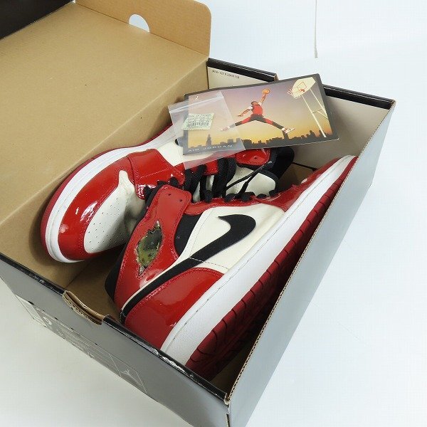 【観賞用】NIKE/ナイキ AIR JORDAN 1 Chicago Bulls Patent/エアジョーダン1 シカゴブルズパテント 136085-106 27.0 /080の画像9