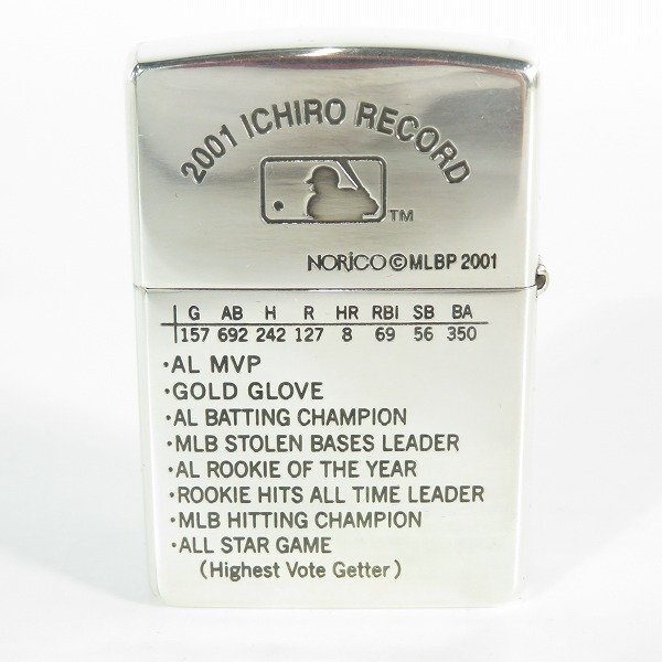 ZIPPO/ジッポー ROOKIE OF THE YEAR 2001 MLB SEATTLE MARINERS 51 ICHIRO イチロー メタル貼り no.1832 2001年製 /000の画像2