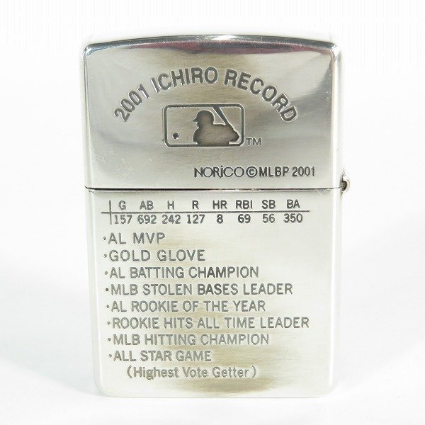 ZIPPO/ジッポー ROOKIE OF THE YEAR 2001 MLB SEATTLE MARINERS 51 ICHIRO イチロー メタル貼り no.1881 2001年製 /000の画像2