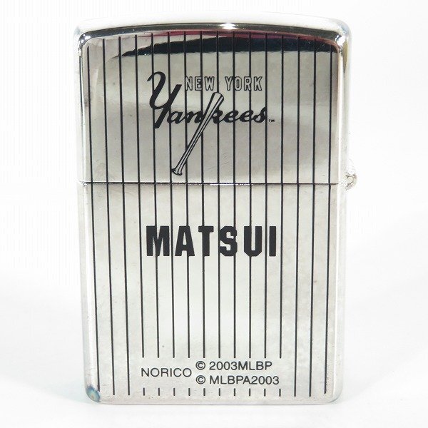 ZIPPO/ジッポー ニューヨークヤンキース 松井秀喜 背番号55 メタル貼り 02年製 /000の画像2