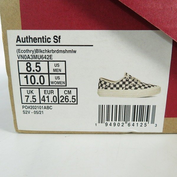 VANS/バンズ Authentic Sf/オーセンティック チェッカー/チェック ローカットスニーカー VN0A3MU642/26.5 /080