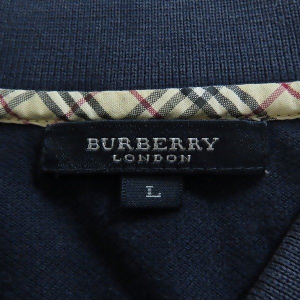 ☆BURBERRY LONDON/バーバリーロンドン チェック柄切替 半袖ポロシャツ L /000の画像3