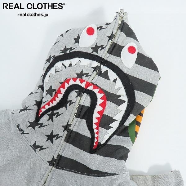 ☆A BATHING APE/アベイシングエイプ American shark full zip foodie 星条旗 パーカー/M /060_詳細な状態は商品説明内をご確認ください。