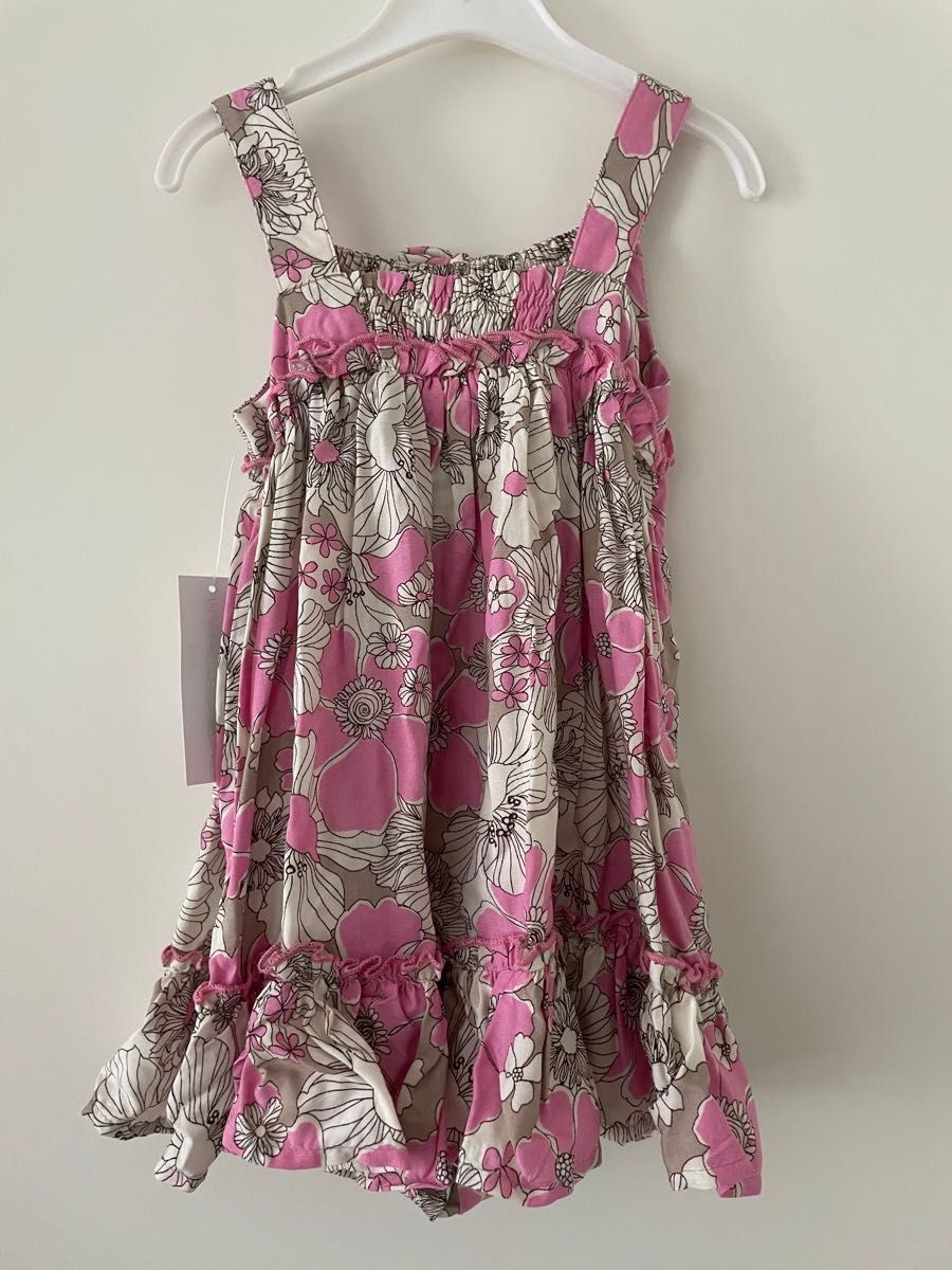 新品未着用　 キャミワンピース 花柄 ワンピース　サマードレス　80 18M ピンク　ハワイアン　カバーパンツ付き