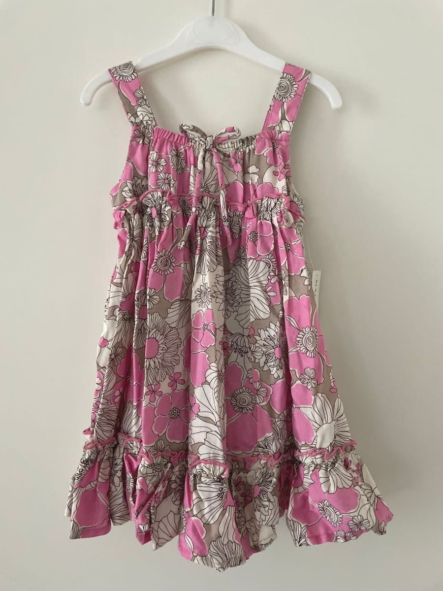 新品未着用　 キャミワンピース 花柄 ワンピース　サマードレス　80 18M ピンク　ハワイアン　カバーパンツ付き