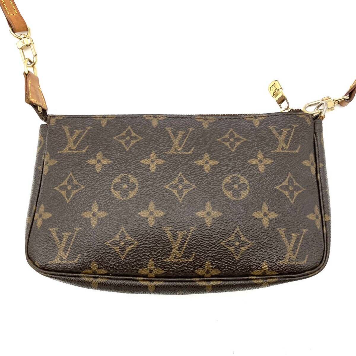 LOUIS VUITTON ルイヴィトン ポシェット アクセソワール モノグラム ショルダーバッグ レザー ブラウン_画像6