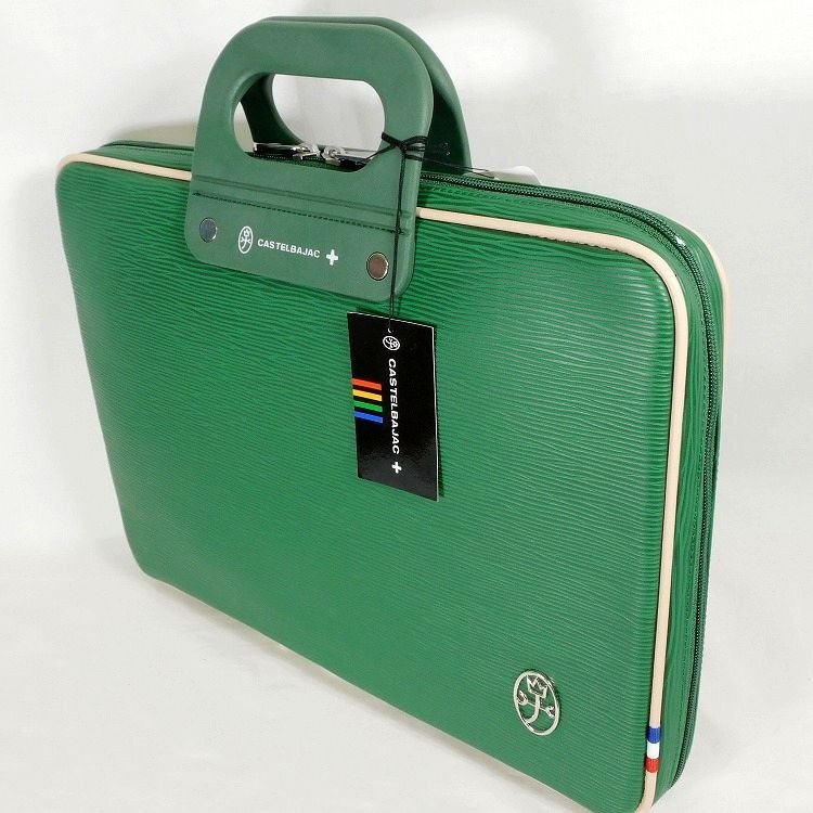  new goods Castelbajac CASTELBAJAC green MATIN2ma tongue 2 business bag briefcase A4 correspondence men's [3096]