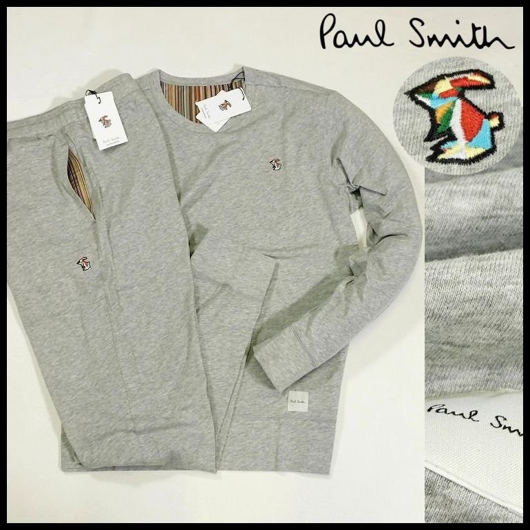  new goods Paul Smith light hand long sleeve cut and sewn & jogger pants setup L multi st multi rabbit room wear pyjamas men's [2994]
