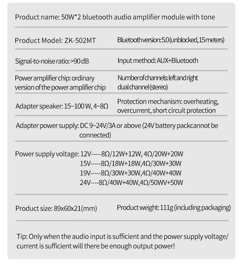 送料無料【新品】BluetoothアンプZK-502MT【BluetoothスピーカーDIY】パワーアンプ XINYI Sini Audioの画像5