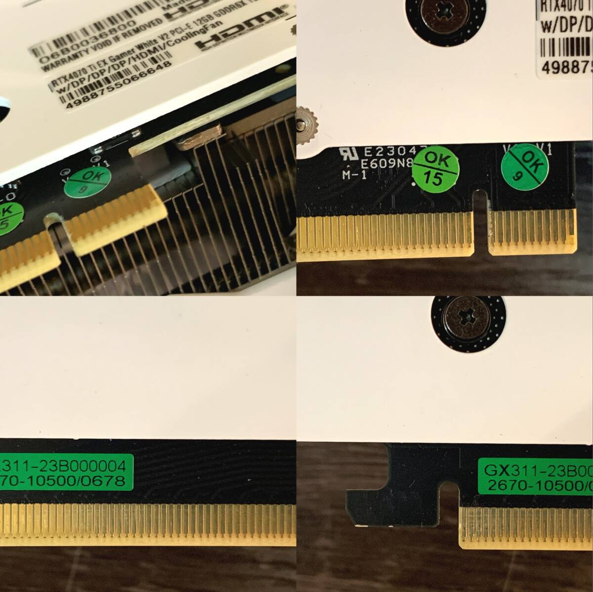 tu099　GeForce RTX 4070 Ti EX Gamer V2　12GB　ホワイト　グラフィックボード　※ジャンク_画像9