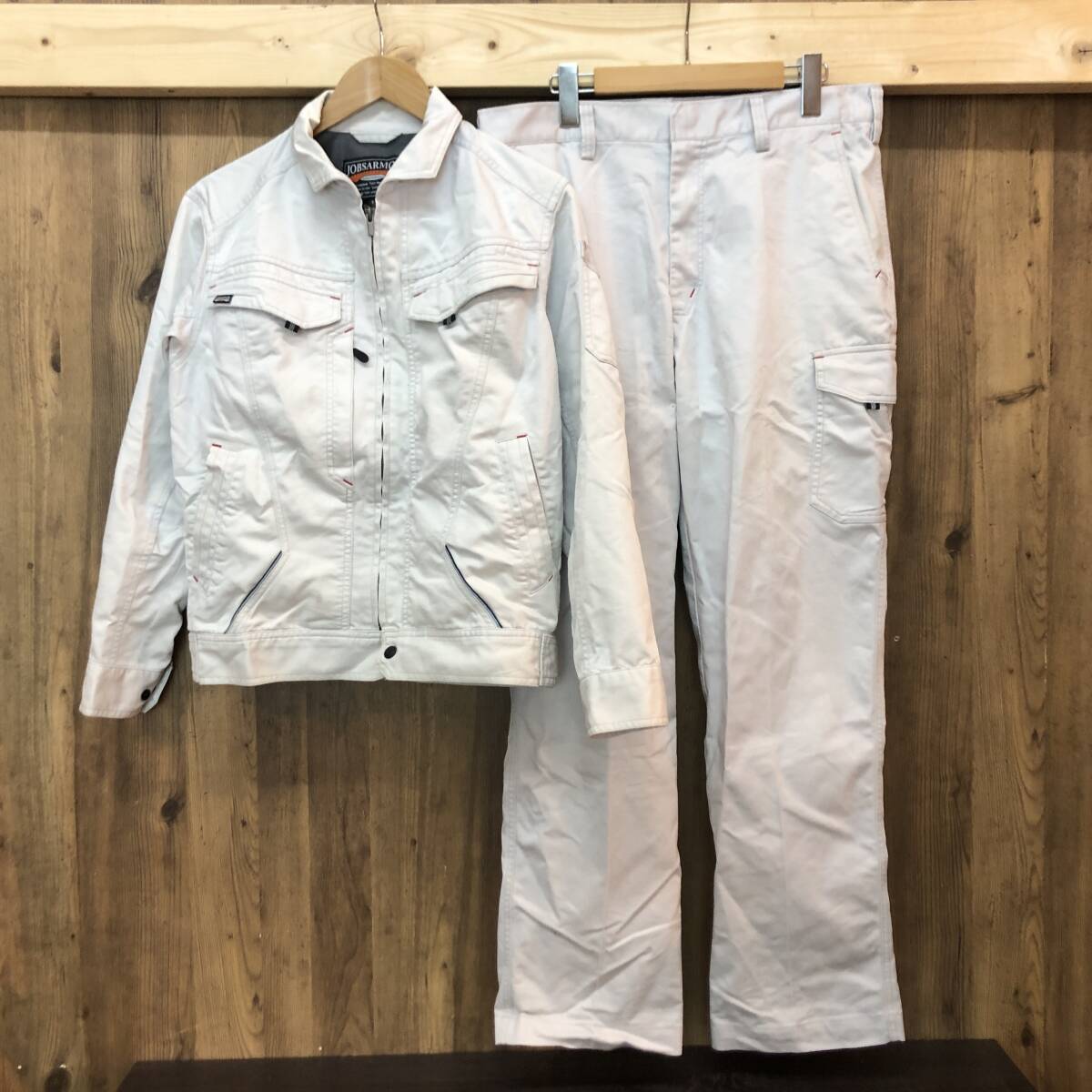 tu134 JOBSARMOR セットアップ 作業服 長袖ジャンバー ノータック カーゴパンツ M ※中古_画像1