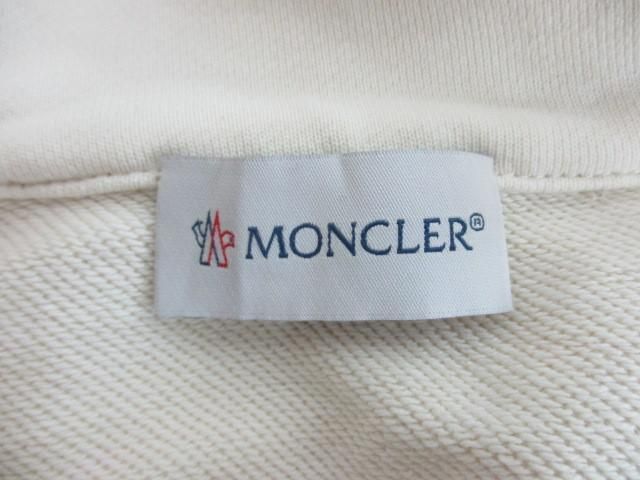 良品 モンクレール MONCLER フーディ ジップアップ パーカー トリプルロゴワッペン トリコロール スウェット クリーの画像4