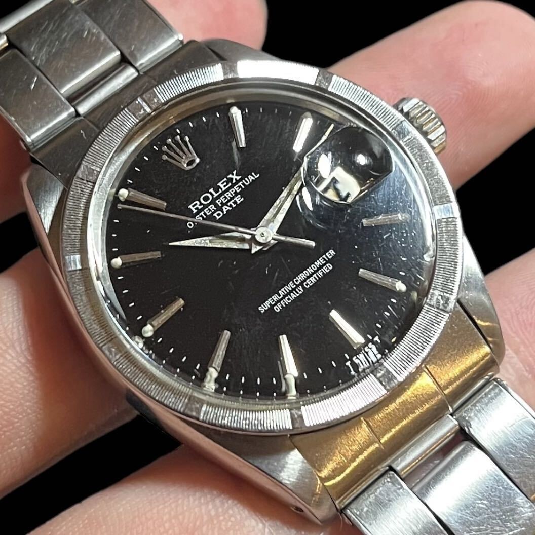 Rolex date 1501 ロレックス デイト cal 1560 黒 文字盤 ブラック ミラー ダイアル 稼働品 1500 1600 1601 1603 デイトジャスト datejust の画像1