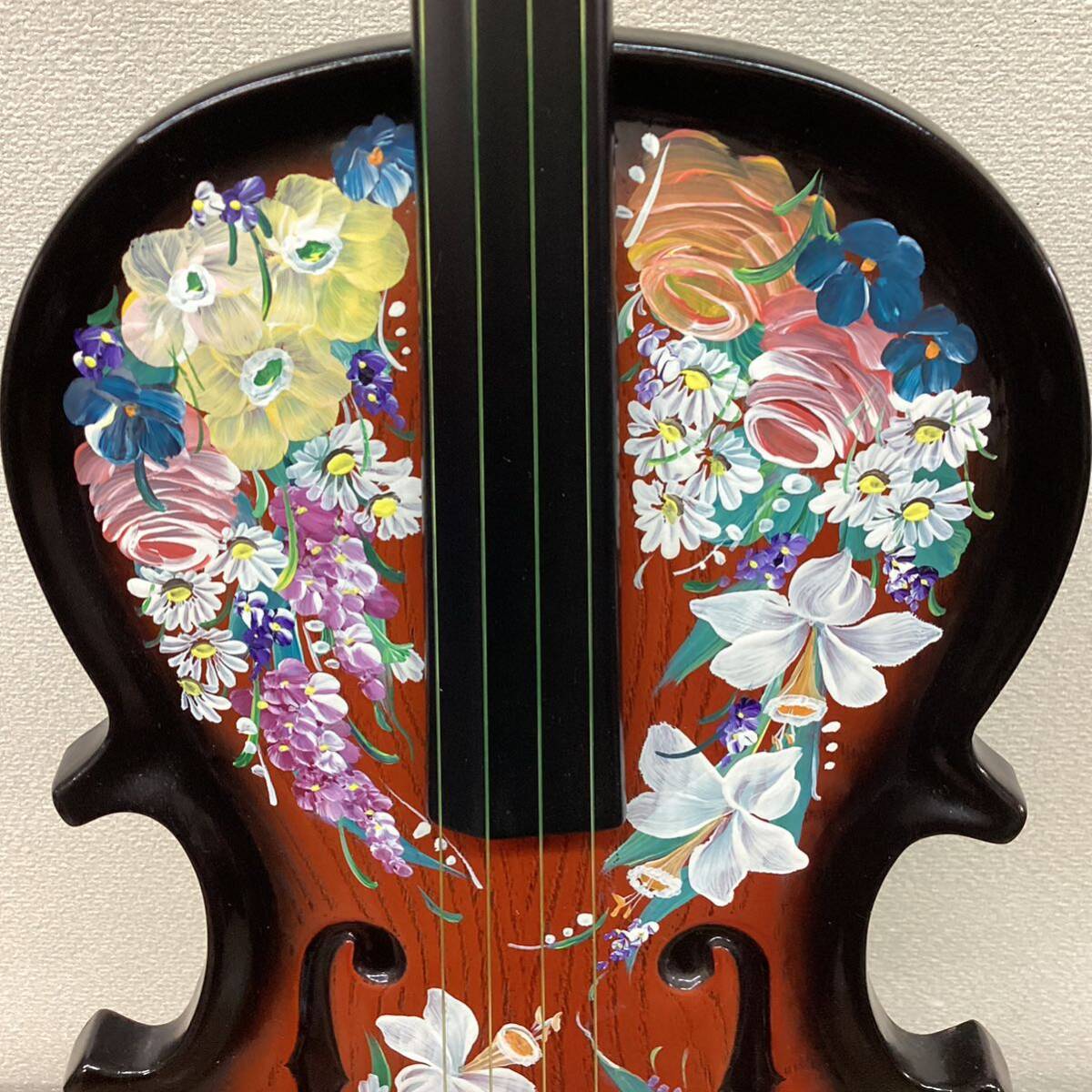 バイオリン扉のキャビネット 花柄絵 3段 ミニキャビネット インテリア ゆうパック160サイズ発送 の画像8