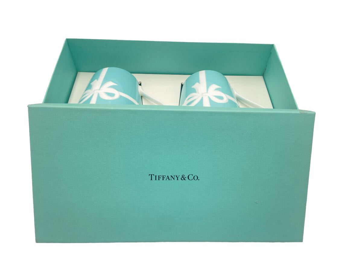 未使用 Tiffany&Co. ティファニー ブルーボックス マグカップ 食器 ペア 2客セット リボン ブルーリボン 食器 の画像5