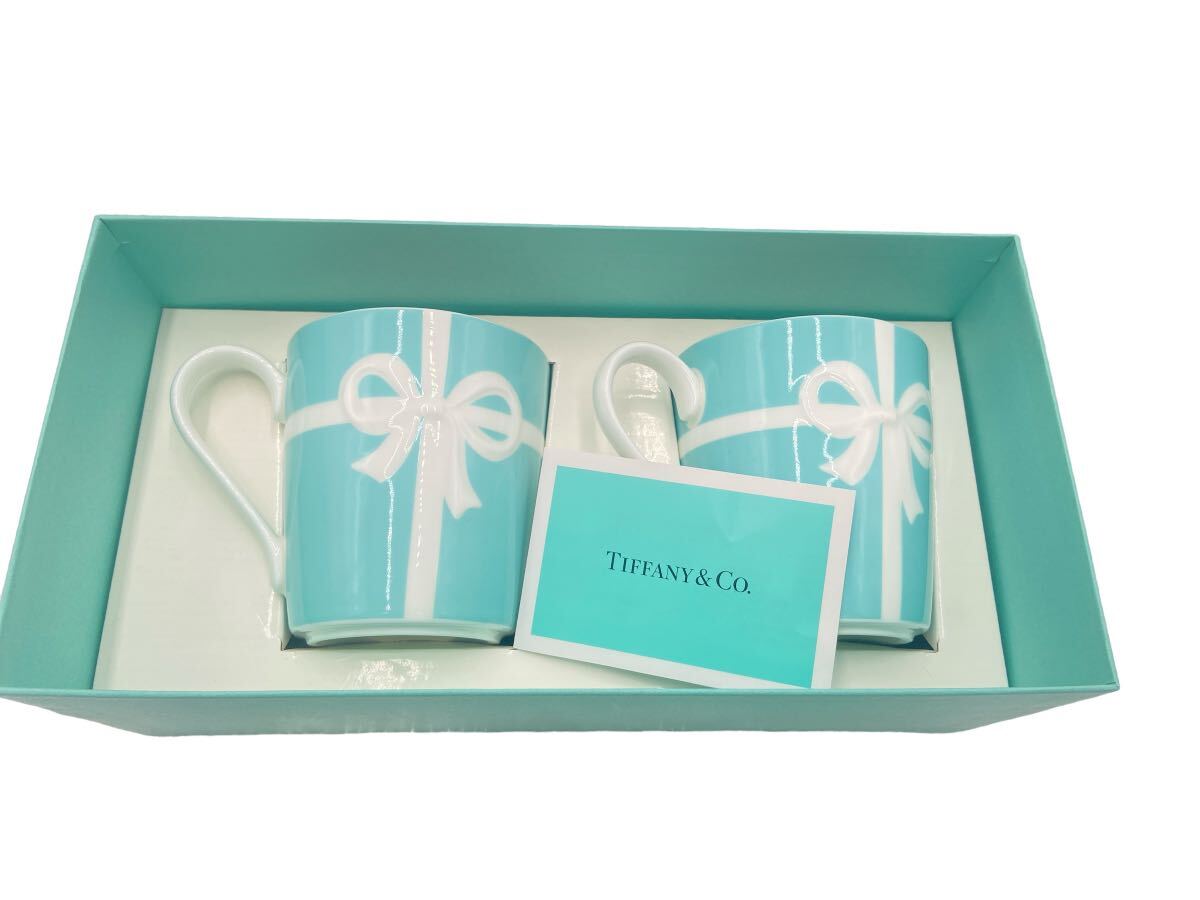 未使用 Tiffany&Co. ティファニー ブルーボックス マグカップ 食器 ペア 2客セット リボン ブルーリボン 食器 の画像4
