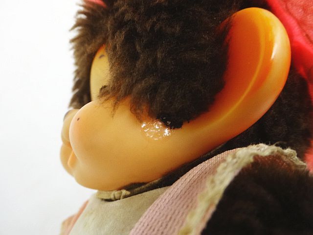 当時物 TOHO まごころの人形 大助くん スリープアイ ぬいぐるみ ピンク 帽子 ワンピース 長さ約17cm 昭和 レトロ 現状品 の画像8