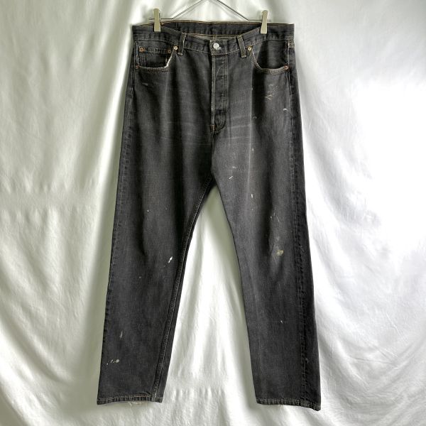 USA製 Levi's 501 先染め ブラック デニム パンツ W36×L34 黒 ペンキ ジーンズ リーバイス 505 519 90s 80s ビンテージ_画像2