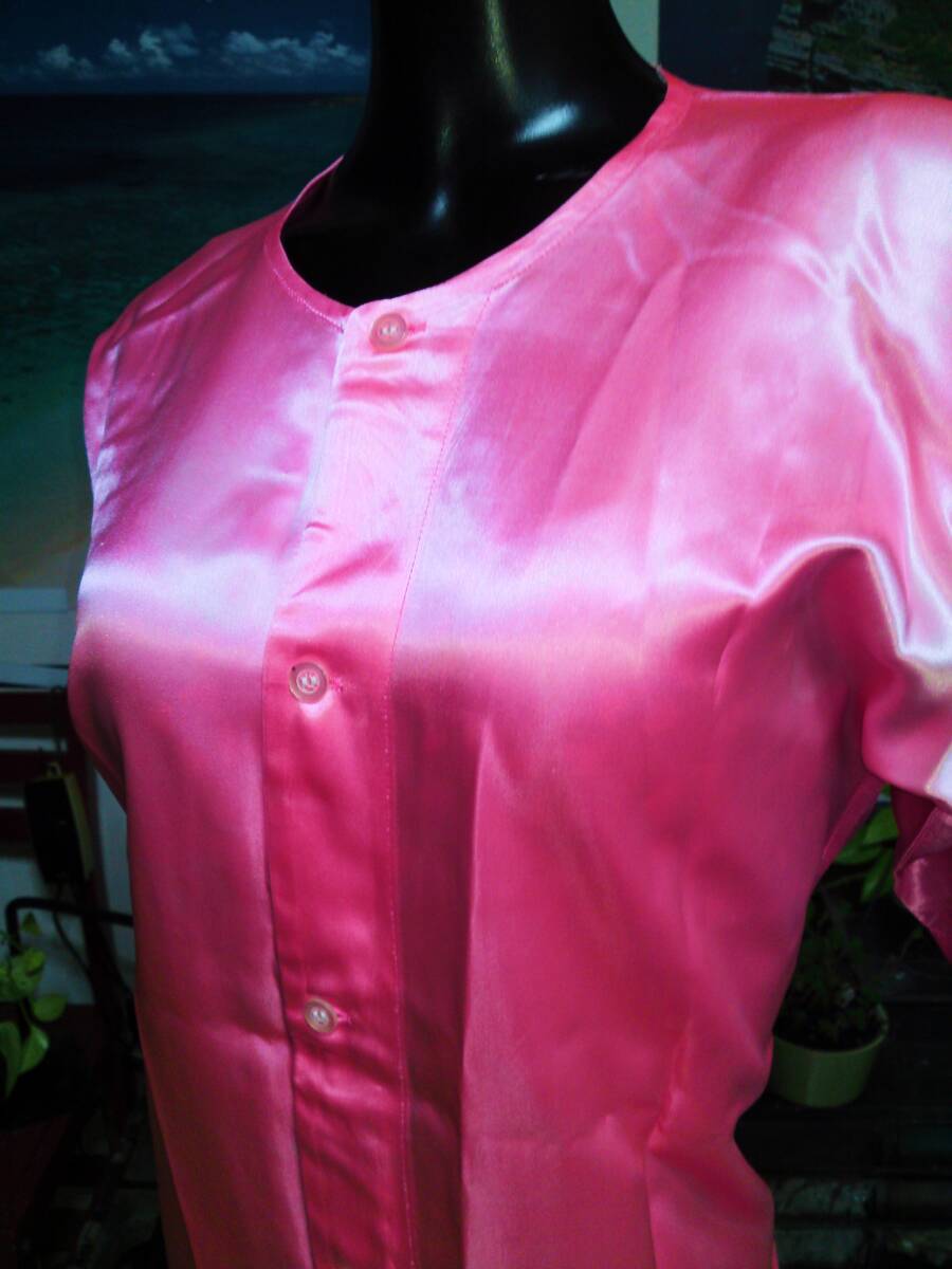 Y /. woman .. san adult woman purveyor sexy smooth lustre .... satin pink blouse 