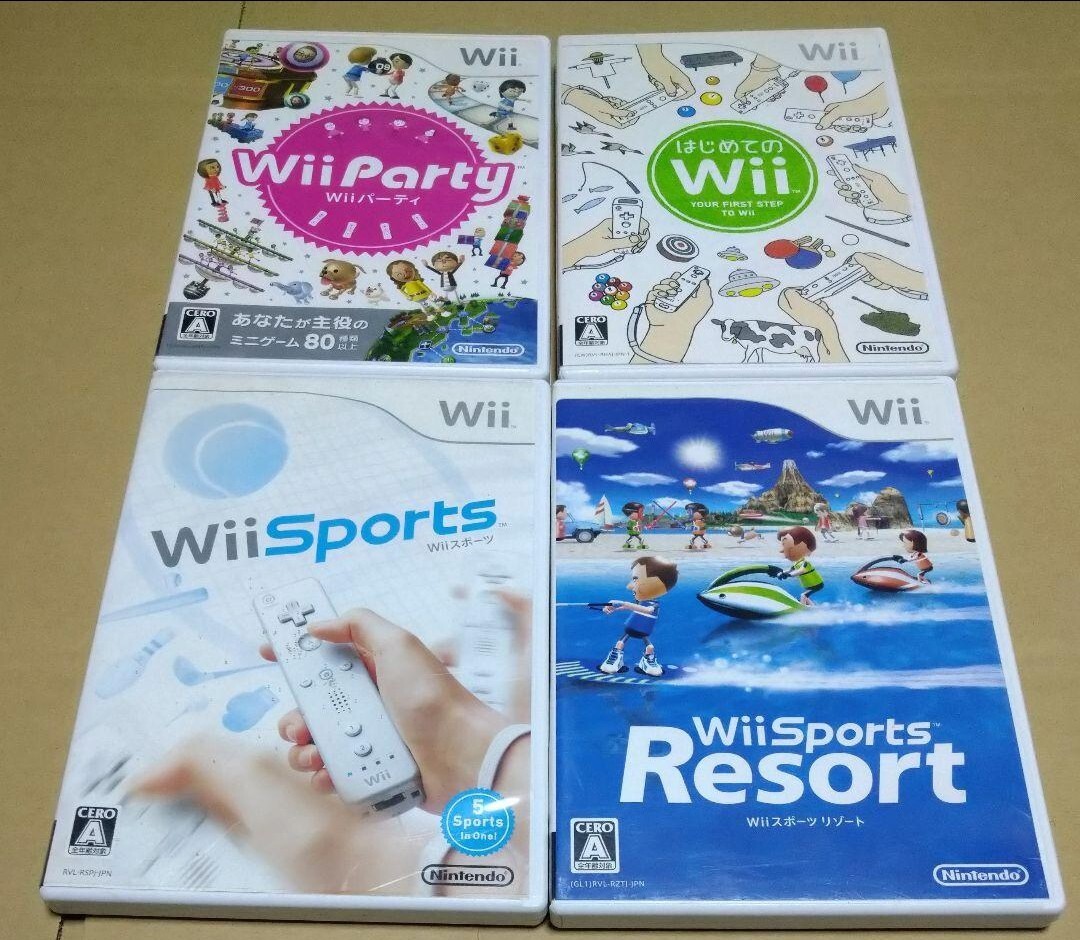 【送料無料】【Wii】 Wii Sports Wiiスポーツ リゾート Wii Party Wiiパーティー はじめてのWii 4点まとめ売り ._画像1