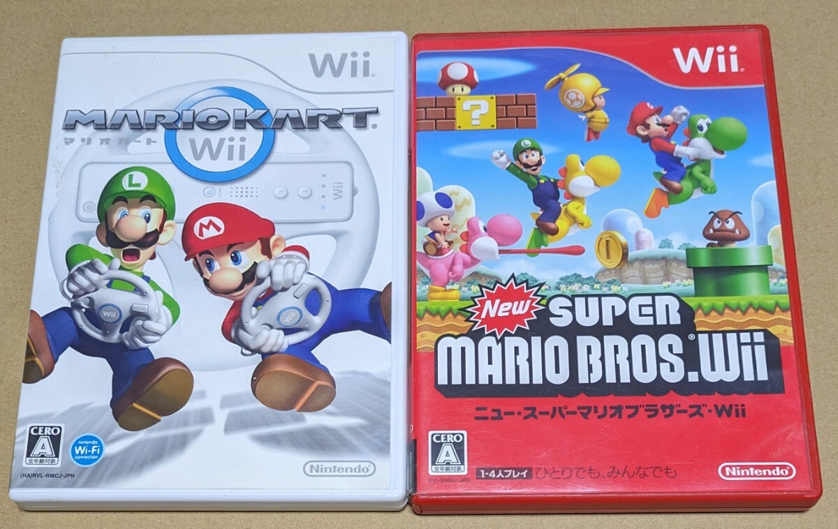 【送料無料】【Wii】マリオカートWii New スーパーマリオブラザーズ Wii 2点セットまとめ売り
