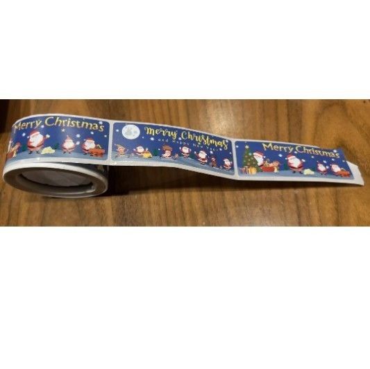 クリスマス ギフトシール ギフトステッカー ラッピングラベル 120枚×4ロール 長方形シール 8種類セット カワイイサンタ