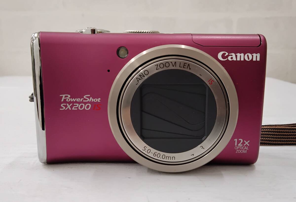 Canon/キャノン PowerShot SX200 IS パワーショット ピンク 通電・簡易動作確認済 ※画面黄ばみ大 デジカメ 中古 ジャンク 訳ありの画像2