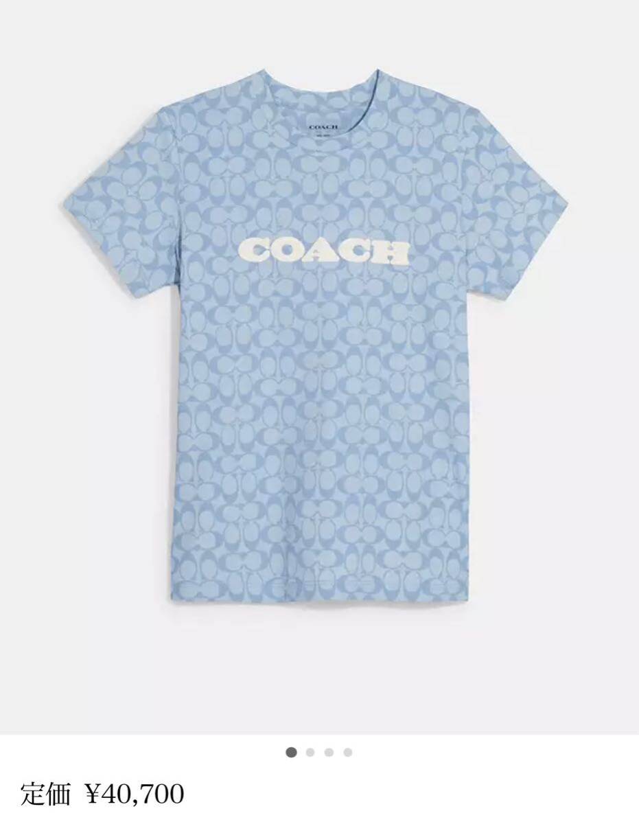  new goods COACH signature car n blur - T-shirt S blue multi cotton 100%