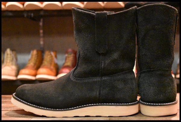 【9E 良品 09年】レッドウィング 8177 黒スエード ペコス ブラック ラフアウト プルオン ブーツ redwing pecos HOPESMORE_画像4