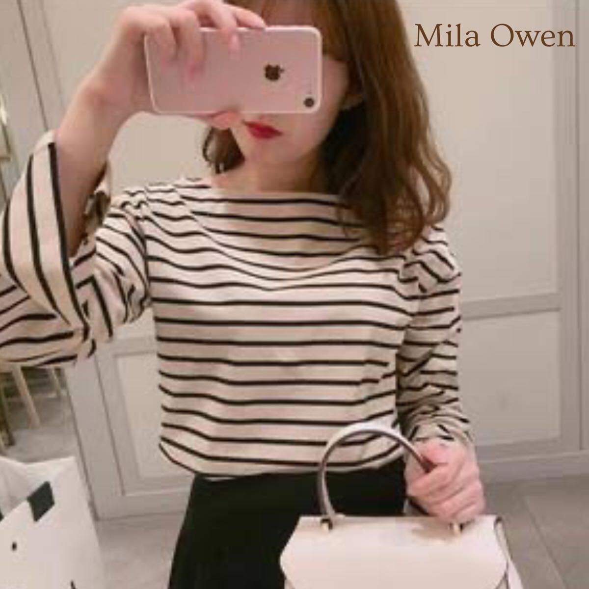 Mila Owen Mira o-wen длинный рукав окантовка рисунок cut and sewn хлопок tops всесезонный 1 (M) женский A5409