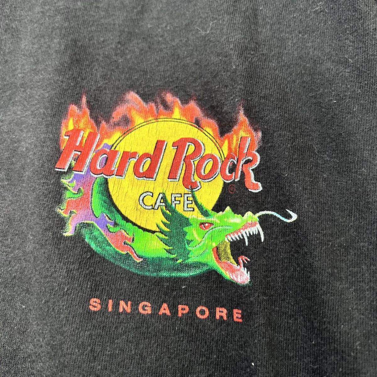 Hard Rock cafe Singapore ハードロックカフェ シンガポール バックプリントTシャツ 黒 ブラック クルーネック 古着 半袖プリント A5414の画像5