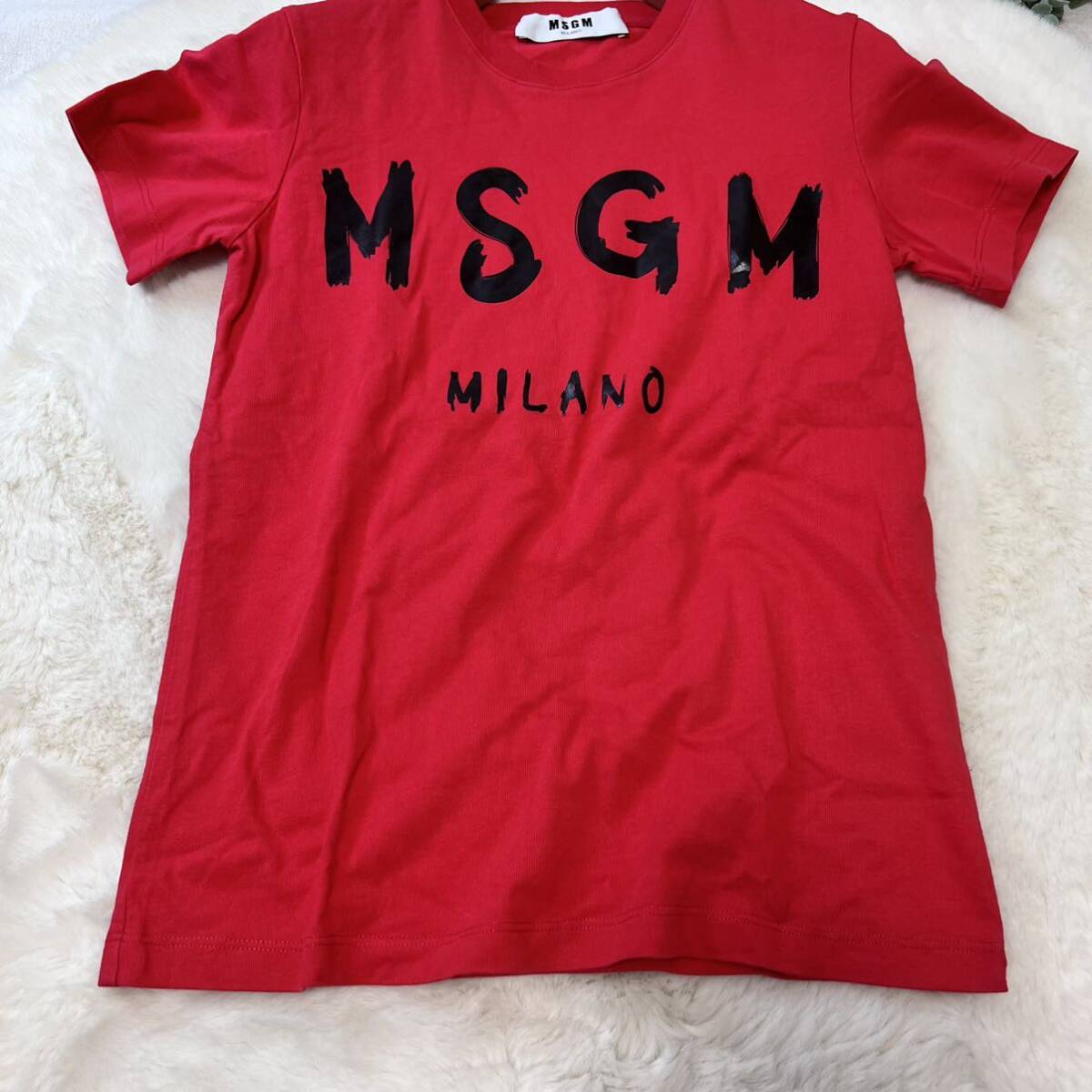 MSGM（エムエスジーエム）筆文字Tシャツ　赤 レッド 半袖Tシャツ 半袖 コットン レディース XS 人気完売品 A5426_画像5