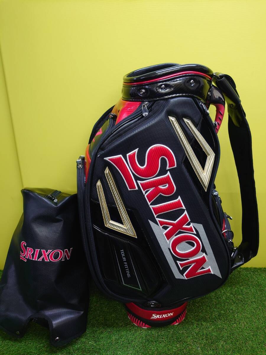 【値下げ！レア！】DUNLOP SRIXON ダンロップ スリクソン キャディバッグ ツアーモデル３点式 PUレザー フードカバー付きの画像1