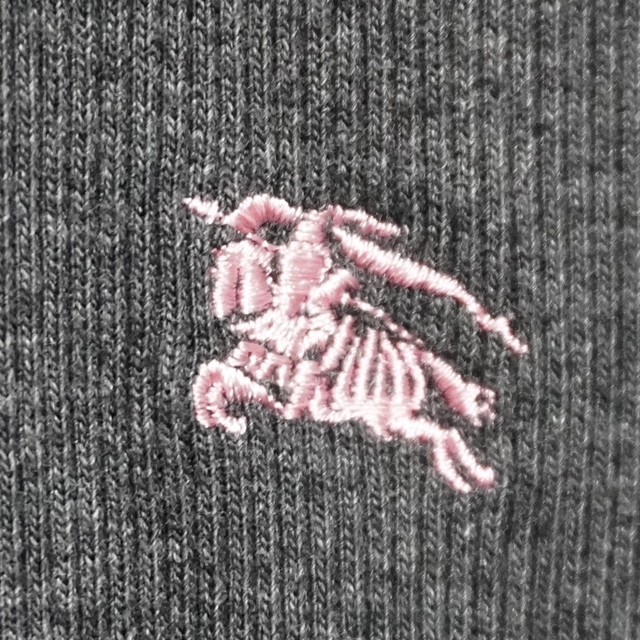 即決★BURBERRY BLACK LABEL★メンズ3≒L位 長袖コットンシャツ バーバリーブラックレーベル 廃番 グレー Tシャツ 刺繍入 綿100％ 三陽商会_画像5