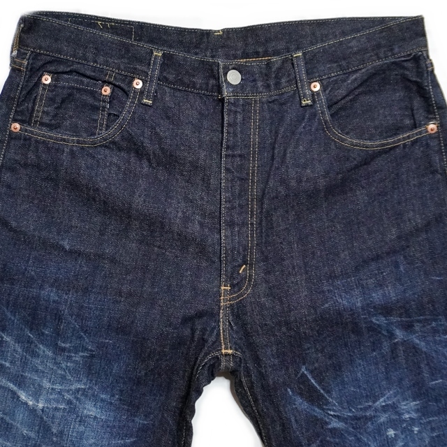 即決★Levi's★メンズW36≒90㎝ リーバイス502XX ビンテージ復刻ジーンズ 希少 濃紺 赤耳 BIGE セルビッチ ダメージ加工 ジーンズ 日本製_画像5