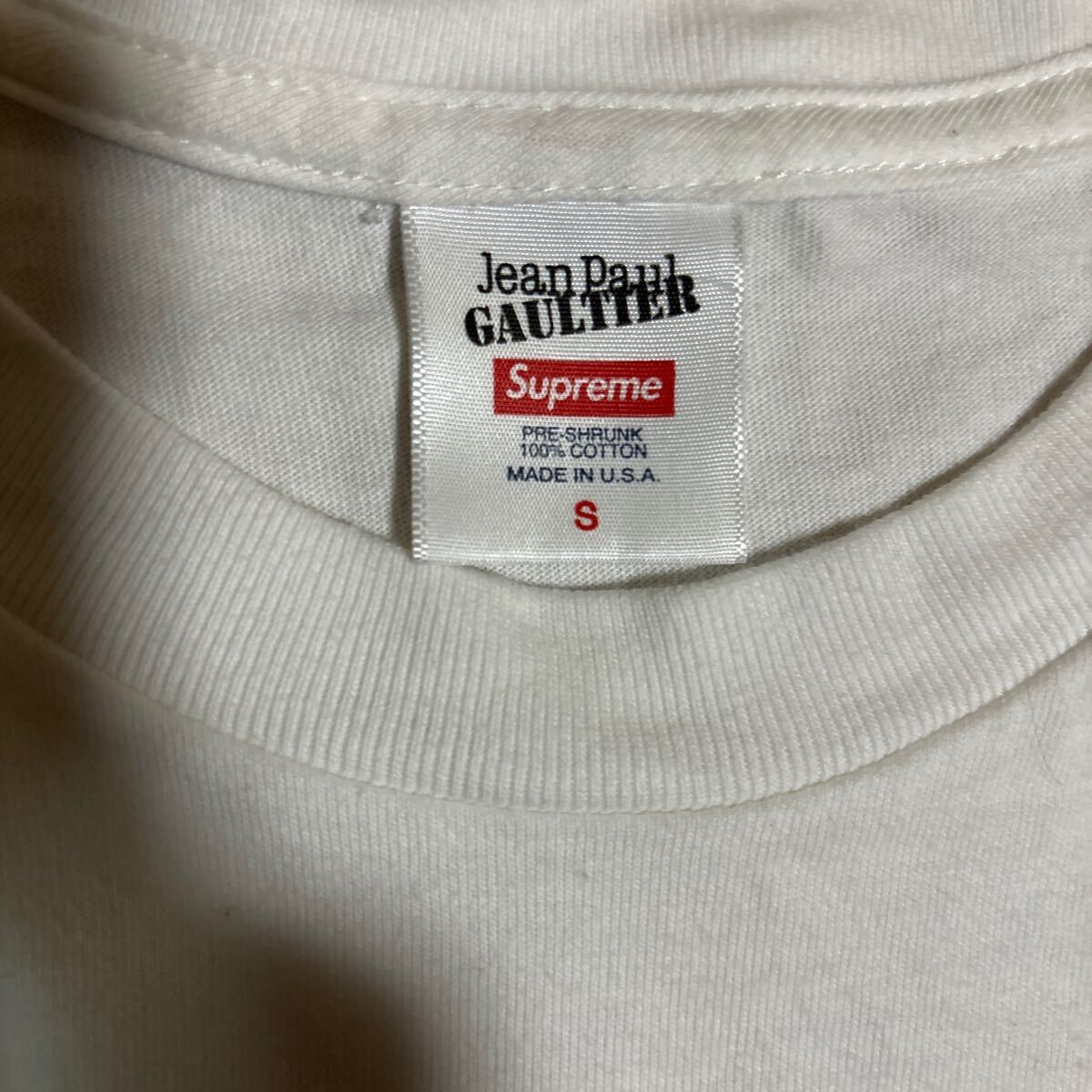 Supreme x ジャンポールゴルチエ コラボ box logo イラスト Tシャツ 白 レア Tee_画像3