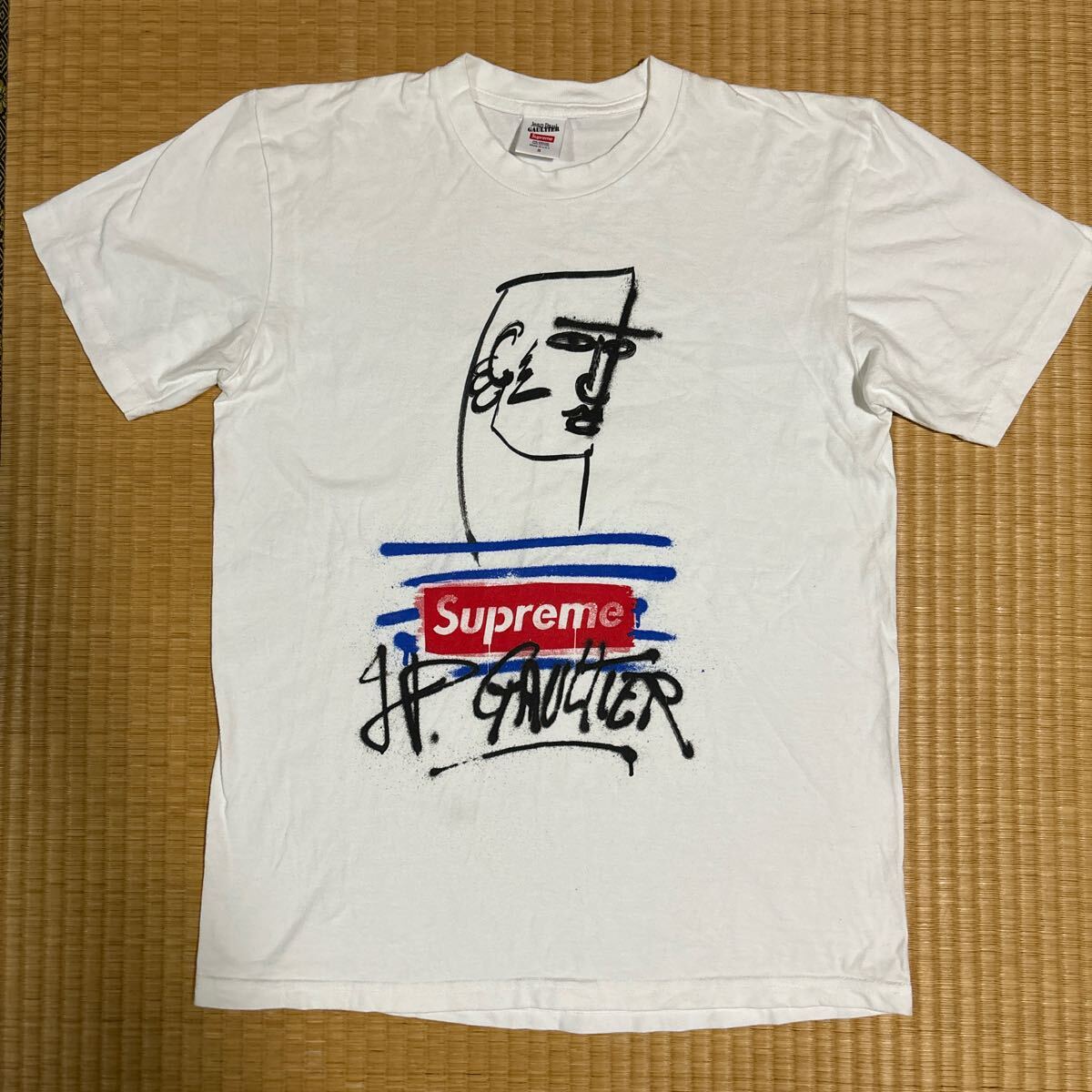 Supreme x ジャンポールゴルチエ コラボ box logo イラスト Tシャツ 白 レア Tee_画像1