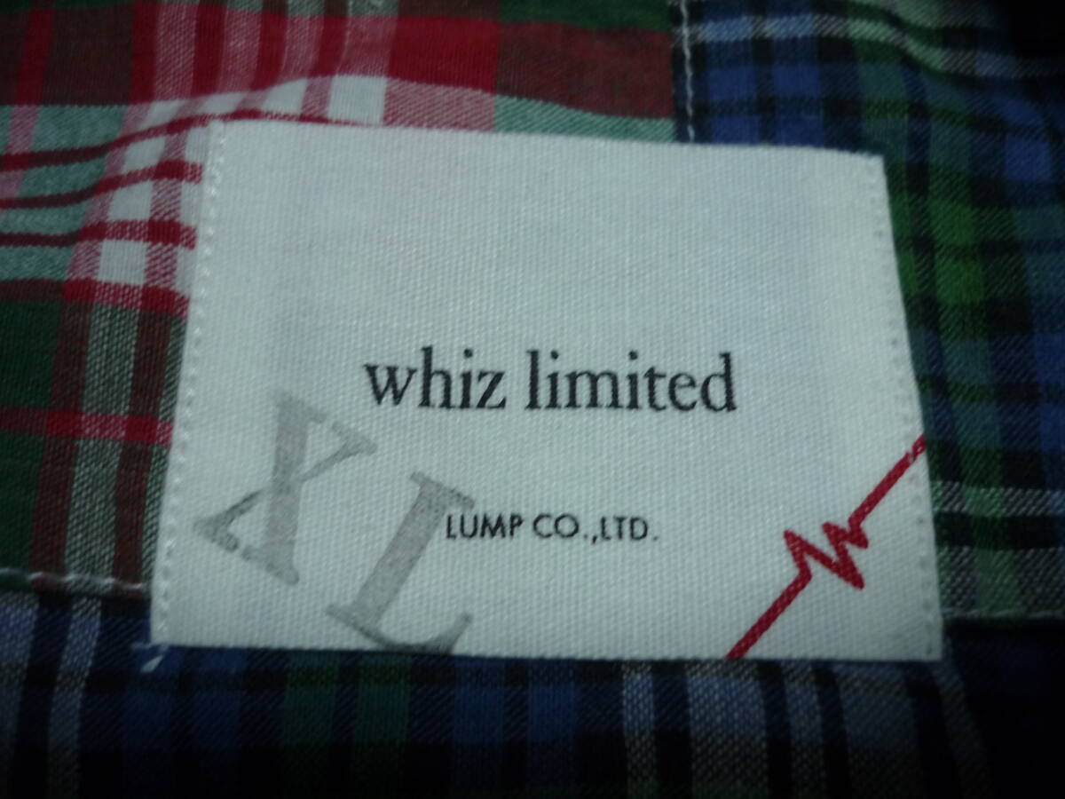 whiz limited 半袖 チェック パッチワーク シャツ サイズXLの画像4
