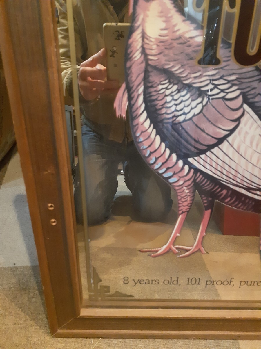 ワイルドターキー　パブミラー　60年以上前の物　WILD TURKEY アメリカン雑貨　サイズ約70.3cm×55.3cm×2.2cm　ヴィンテージ　鏡_画像4