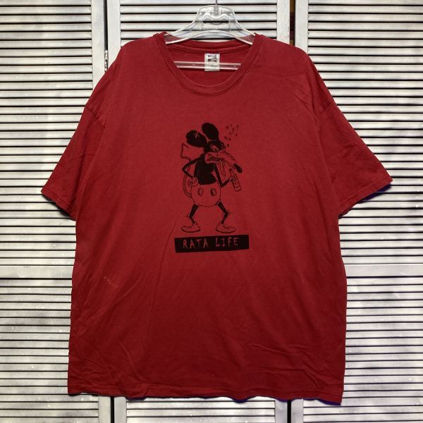 1スタ 最落無し AENK ミッキーラット ラットアライフ セディショナリーズ Tシャツ 赤 90s 00s Y2K VINTAGE ビンテージ 古着 卸 転売の画像2