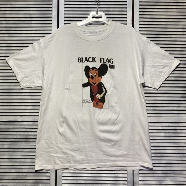 1スタ 最落無し AEiB ブラックフラッグ BLACK FLAG ミッキー バンド Tシャツ 白 90s 00s Y2K VINTAGE ビンテージ 古着 卸 転売の画像2