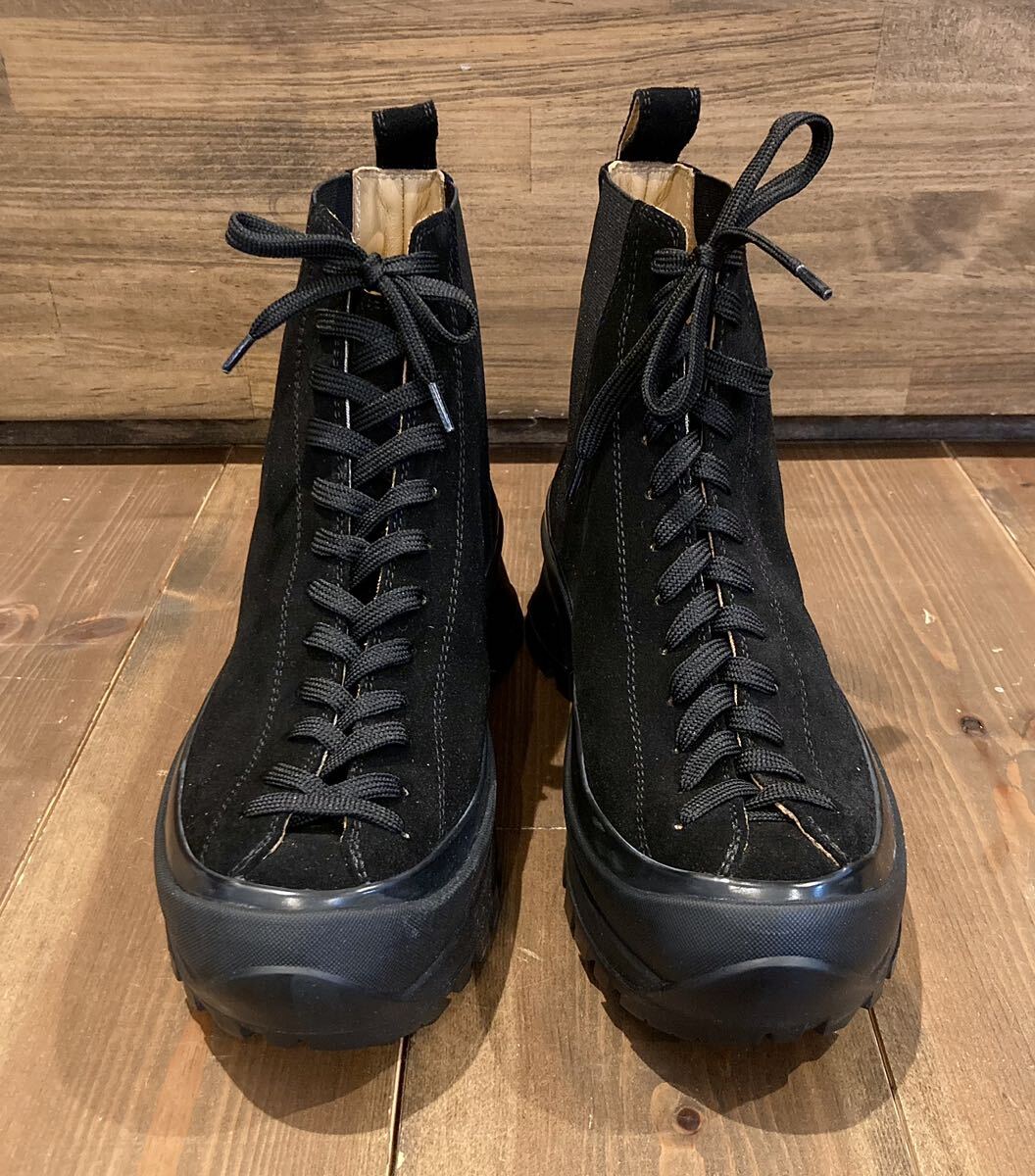 新品 即完売 JIL SANDER ジルサンダー 傑作 サイドゴア レースアップブーツ シューズ 靴 ビブラムソール Vibram 黒ヌバック メンズ 41 26cm_画像3