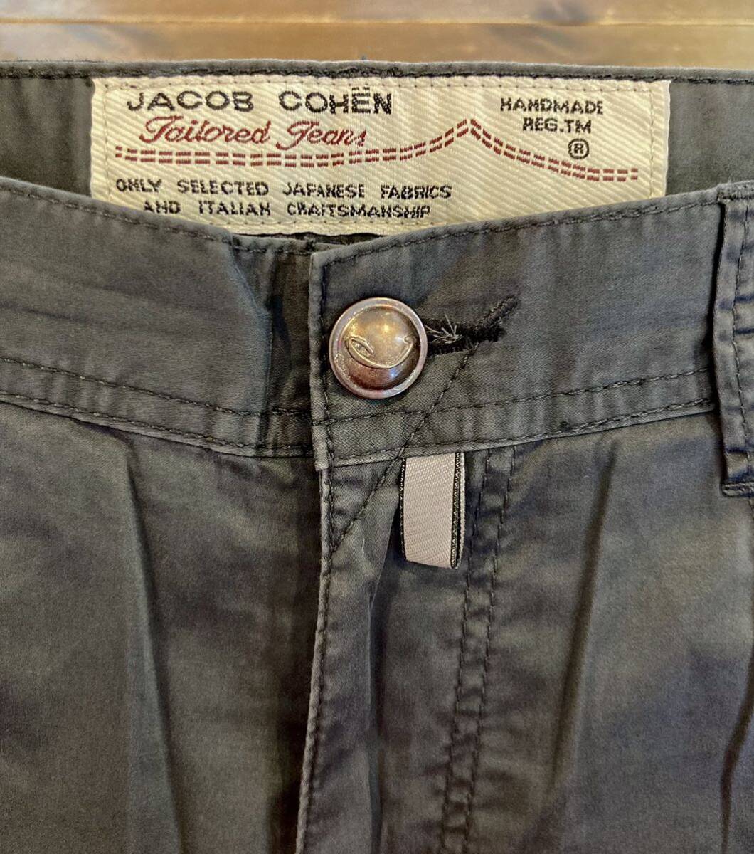 初期 美品 Jacob Cohen ヤコブコーエン ハンドメイド MODEL NEW JACOB CALIFORNIA グレースラックス コットンパンツ メンズ 30 銀ボタン_画像6