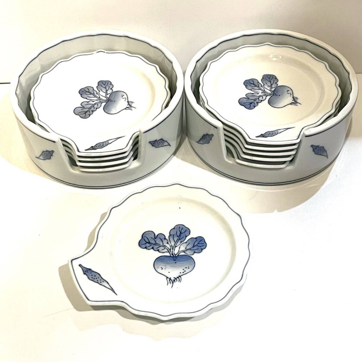小皿揃 5枚 2セット カブ 和食器 銘々皿 収納器 陶器 k2404052の画像1