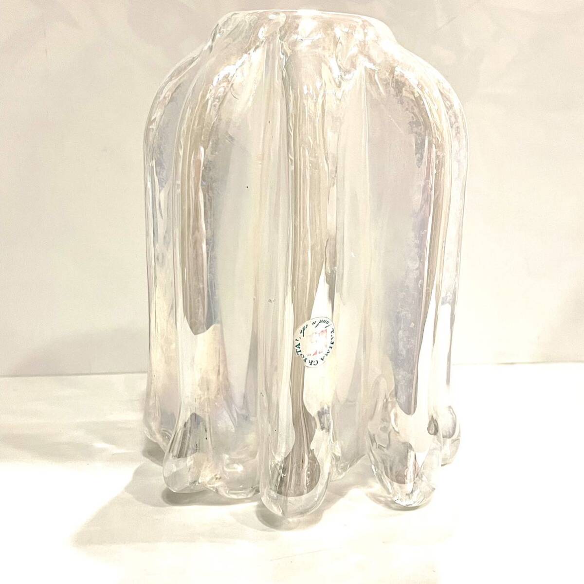花瓶 TAJIMA CRYSTAL ホワイト オーロラ フラワーベース 花器 クリスタルガラス k24041910の画像7