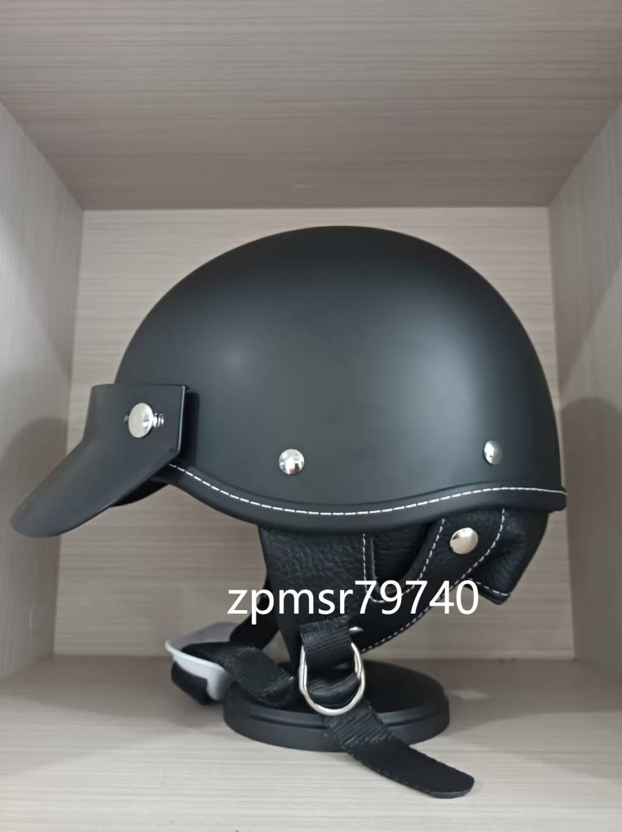 新品！！ レトロ ハーレー ショーティー 風 半帽 半キャップ ヘルメット オーシャンビートル   マット黒  XLサイズの画像1