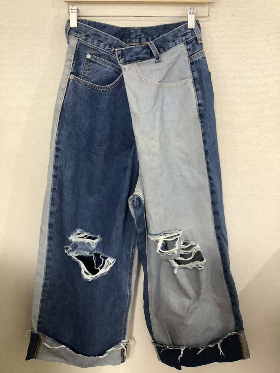 RODEO CROWNS Rodeo Crown Denim брюки винтажная обработка повреждение обработка широкий брюки джинсы б/у одежда 