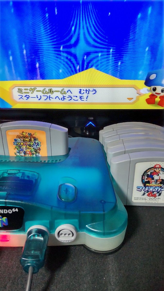 任天堂 NINTENDO64 ニンテンドー64 クリアブルー本体一式　ソフト動作確認済み　   任天堂 NINTENDO 