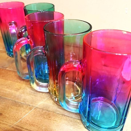 * used * Rainbow color beer jug 2 kind 5 piece set * rhinoceros ketelik* party 