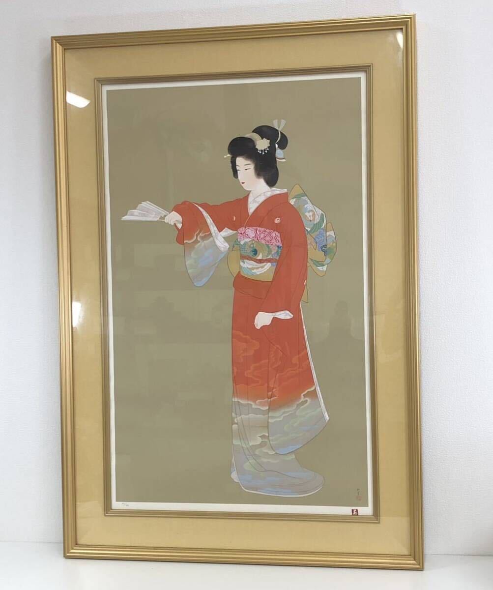 G* on . pine ... Mai silk screen picture large woodcut frame Japan picture work of art picture frame size length some 119cm width approximately 81cm thickness approximately 5cm scratch dirt equipped 